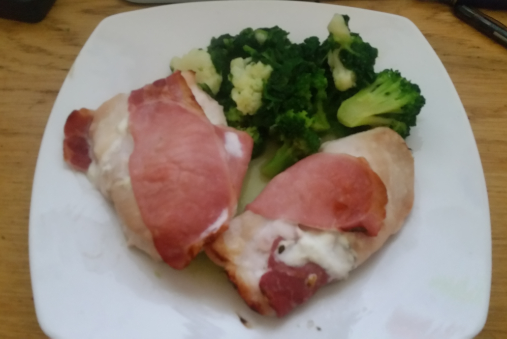 Chicken Breast Bacon Wraps with Broccoli Florets